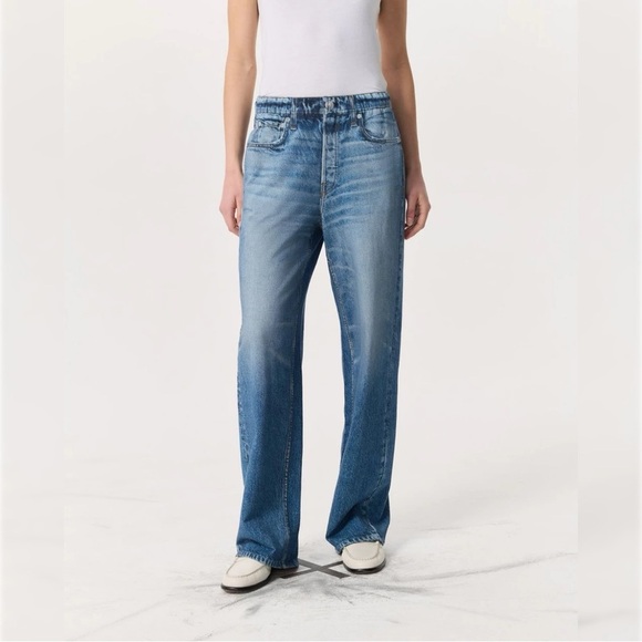 Rag & Bone Miramar Wide Leg Jeans Print Faux Denim Blue Classic Lounge Comfy - Picture 5 of 14